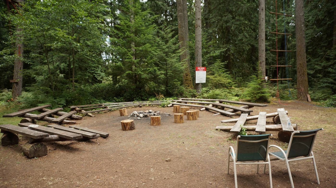 Camp Pringle, Fire-Pit and Seating in the Woods